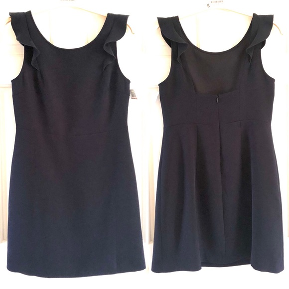 $198 NWT Sz 12 Club Monaco Ruffled Dark Navy Dress - Picture 3 of 7